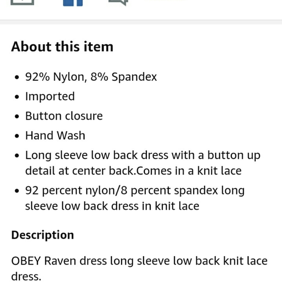 NWT Obey Black Raven Lace Dress US Size Large - Picture 7 of 7